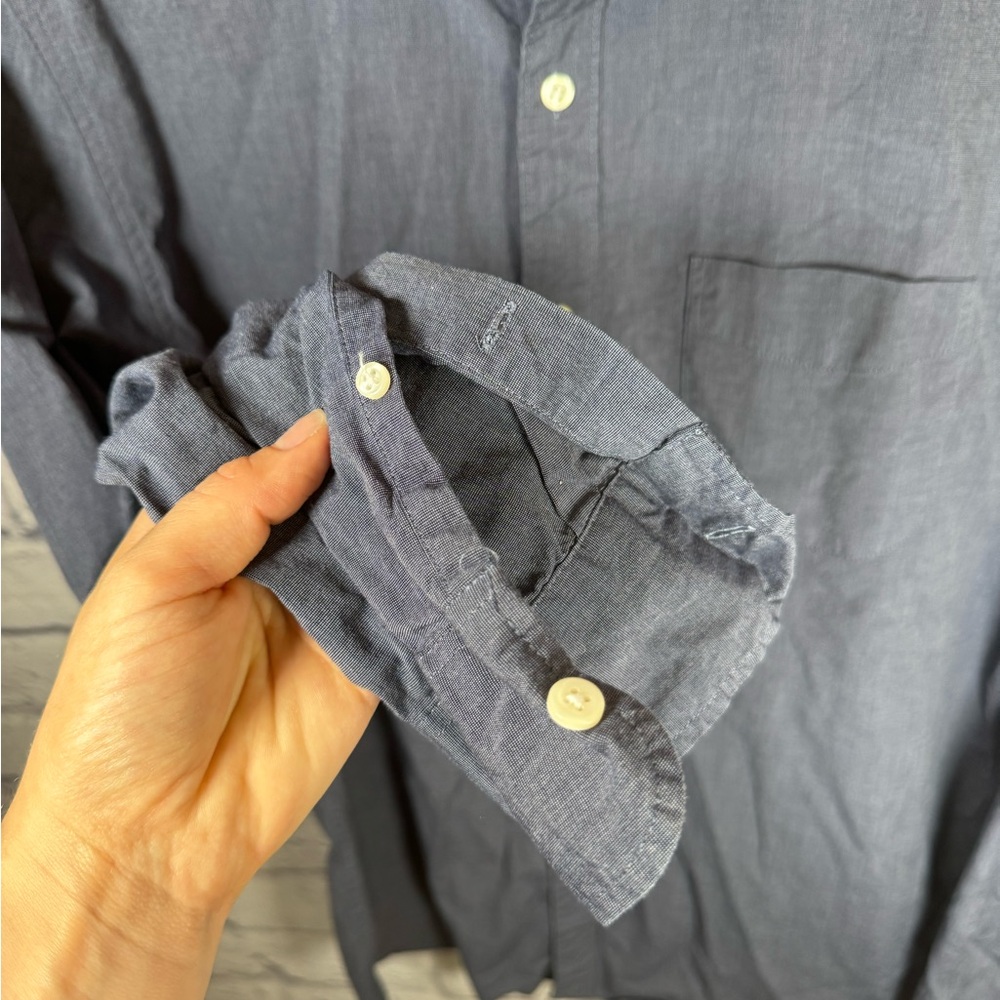 J.Crew Men Classic Secret Wash Cotton Popplin Button down blue shirt Size Medium - Picture 5 of 9